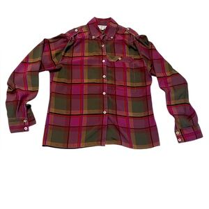 Helen Fabrikant Vintage Button Down. Vivid Jewel Colors. Unique Design. Size 4.